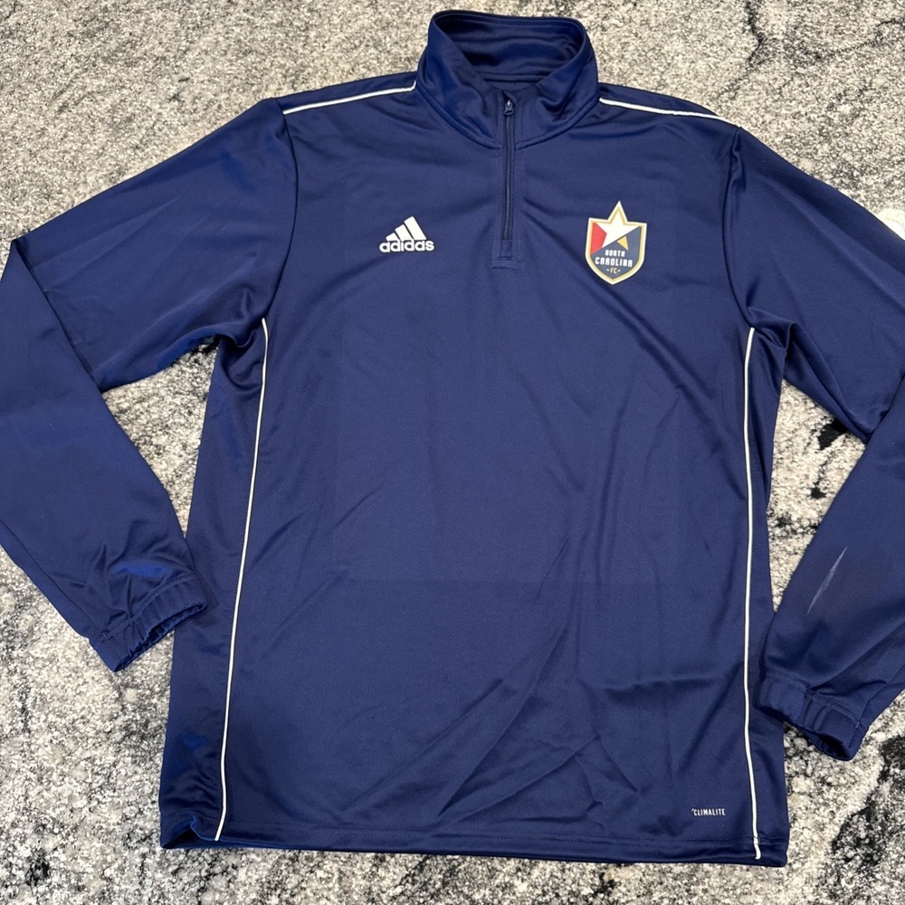 Adidas Long Sleeve Quarter Zip Pull Over North Carolina FC Navy Blue Climalite